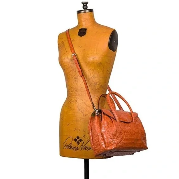 Patricia Nash Orange Croc-Embossed Satchel - Picture 13 of 13
